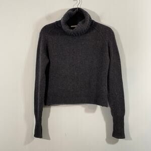 Knit Brand Women Charcoal Grey Turtleneck 100% Cashmere Sweater